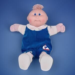 Coleco Cabbage Patch Kids Boy Doll Blue Eyes Sailboat Overalls Tuft 1982 VTG